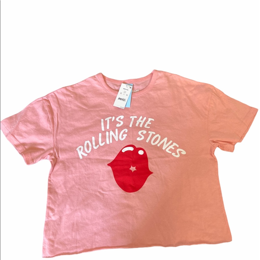 The Rolling Stones Pink Cropped T-Shirt Top, M